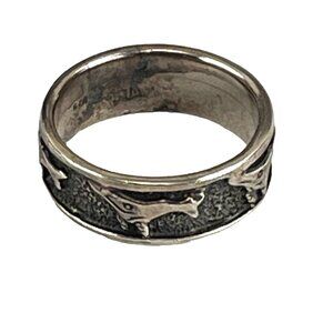 Sterling Silver Dolphin or Dog Themed Band Ring For Women/Men